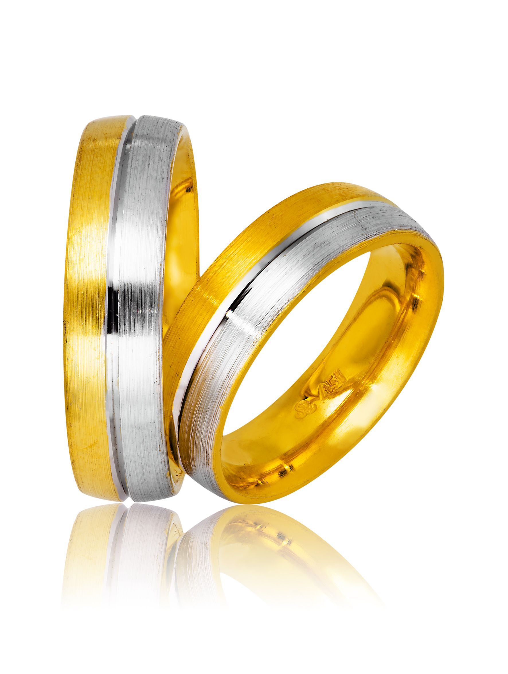 White gold & gold wedding rings 6mm (code 732)